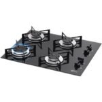 Cooktop à Gás Vidro Temperado 4 Bocas Preto Bivolt - Fischer