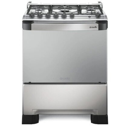 Fogão 5 bocas Mueller Decorato Gourmet com mesa em inox escovado e grades em ferro fundido Bivolt