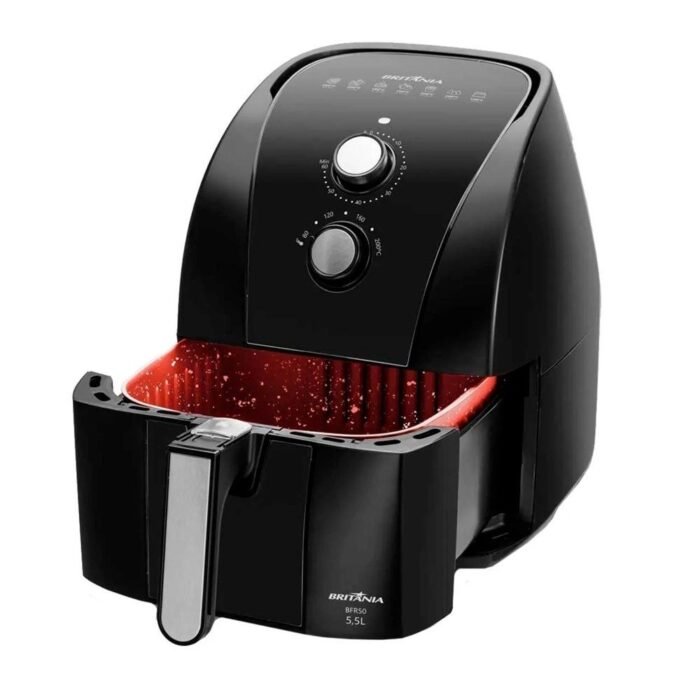 Fritadeira Elétrica Sem Óleo Air Fryer Britânia 5.5L 1500W BFR50 Redstone com Inox - Imagem 4