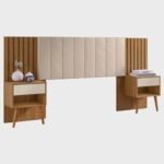 Cabeceira Para Cama Box de Casal e Queen Extensível com Mesa de Cabeceira e Capitonê CamaruPérola - Zara - Robel Móveis