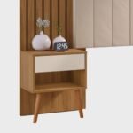 Cabeceira Para Cama Box de Casal e Queen Extensível com Mesa de Cabeceira e Capitonê CamaruPérola - Zara - Robel Móveis - Imagem 2