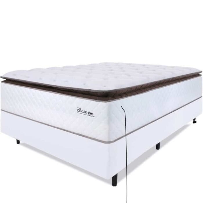 Cama Box com Colchão Casal Molas Ensacadas Alto 138x188cm Premium Sleep Branco bf Colchões - Imagem 1