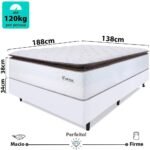 Cama Box com Colchão Casal Molas Ensacadas Alto 138x188cm Premium Sleep Branco bf Colchões - Imagem 2