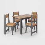 Conjunto Sala de Jantar Mesa Nicoli Retangular 110x68cm com 4 Cadeiras Delta