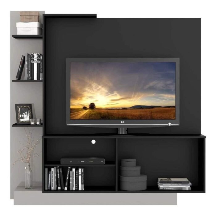 Estante para TV até 55 Multimóveis Denver FG2473 Preta/Lacca Fumê - Imagem 1