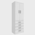 Guarda Roupa Solteiro 2 Portas 4 Gavetas Espresso Móveis Branco