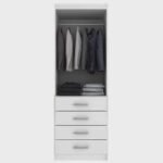 Guarda Roupa Solteiro 2 Portas 4 Gavetas Espresso Móveis Branco - Imagem 2