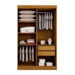 Guarda-Roupa Solteiro Malibu 4 pt Imbuia e Off White - Imagem 2