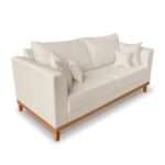 Kit Sofá 3 Lugares e 2 Poltronas Beny Viena Com Almofadas Decorativa Linho Bege - Madeira Prima Deccor - Imagem 2