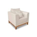 Kit Sofá 3 Lugares e 2 Poltronas Beny Viena Com Almofadas Decorativa Linho Bege - Madeira Prima Deccor - Imagem 4