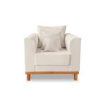 Kit Sofá 3 Lugares e 2 Poltronas Beny Viena Com Almofadas Decorativa Linho Bege - Madeira Prima Deccor - Imagem 5