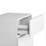 Mesa Cabeceira Eros 2 Gavetas estilo Industrial Branco com Pés Dourado - Imagem 2
