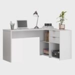 Mesa de Escritório em L 2 Gavetas 3 Nichos Office nt 2060 Notável Móveis