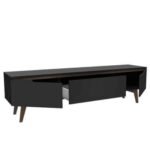 Rack Madesa Reims 2 Portas 1 Gaveta e Pés Retrô - Preto - Imagem 2