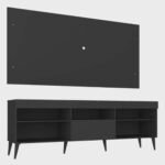 Rack com Painel para TV até 55 Polegadas 1 Porta 5 Nichos Retrô Espresso Móveis - Imagem 2