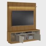 Rack com Painel para TV até 75 Polegadas 181cm Ripado LED CronosOuro Preto Yescasa - Imagem 2