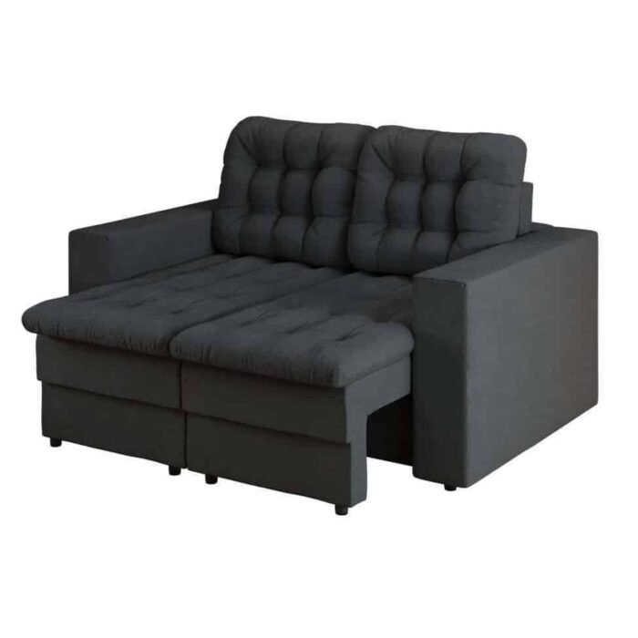Sofá 2 Lugares Retrátil Lubeck Plush Suede Grafite 140 cm - Imagem 3