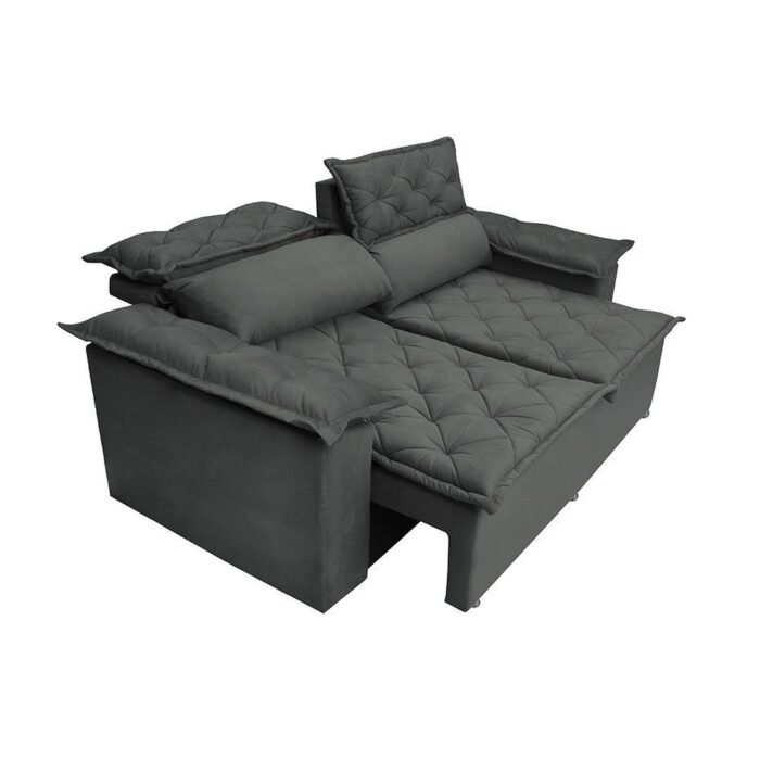 Sofá 3 Lugares Retrátil e Reclinável Cama inBox Compact 1,80m Velusoft Cinza - Imagem 3