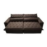 Sofá Retrátil e Reclinável 2,75m Molas Ensacadas Cama inBox Spazus com Bordado 3D Velusoft Café - Imagem 2